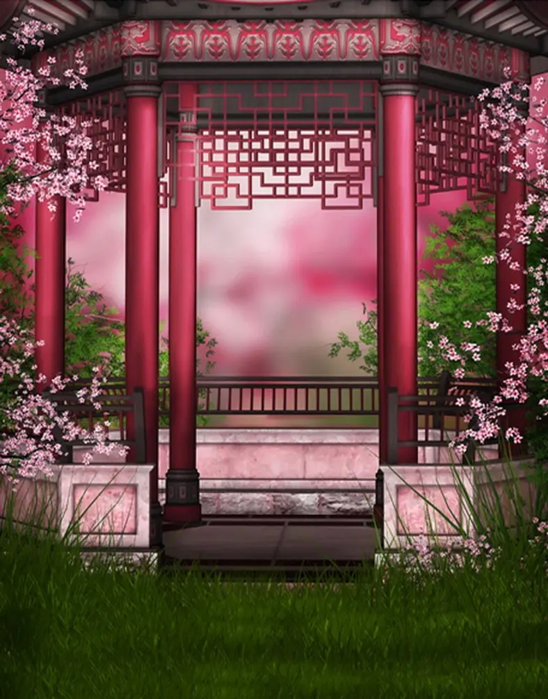 5x7ft Tradicinę Kinų Paviljonas, Pink Gėlių Fotografija Backdrops Foto Rekvizitai Studija Fone